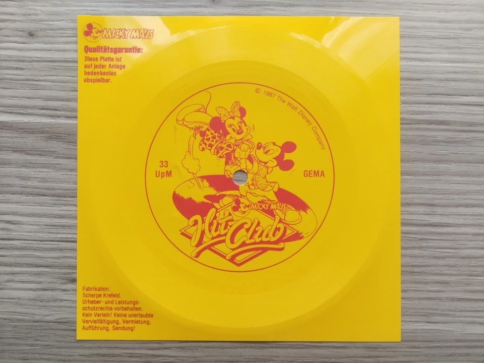 Disney: Micky Maus Hit Club, quadr. Flexidisc, gelb, (1987)