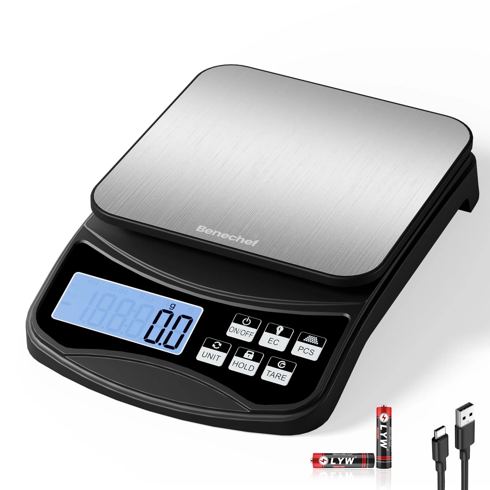 Food Scale, Digital Kitchen Scale with Large Panel, Weight Grams and Ounces f...