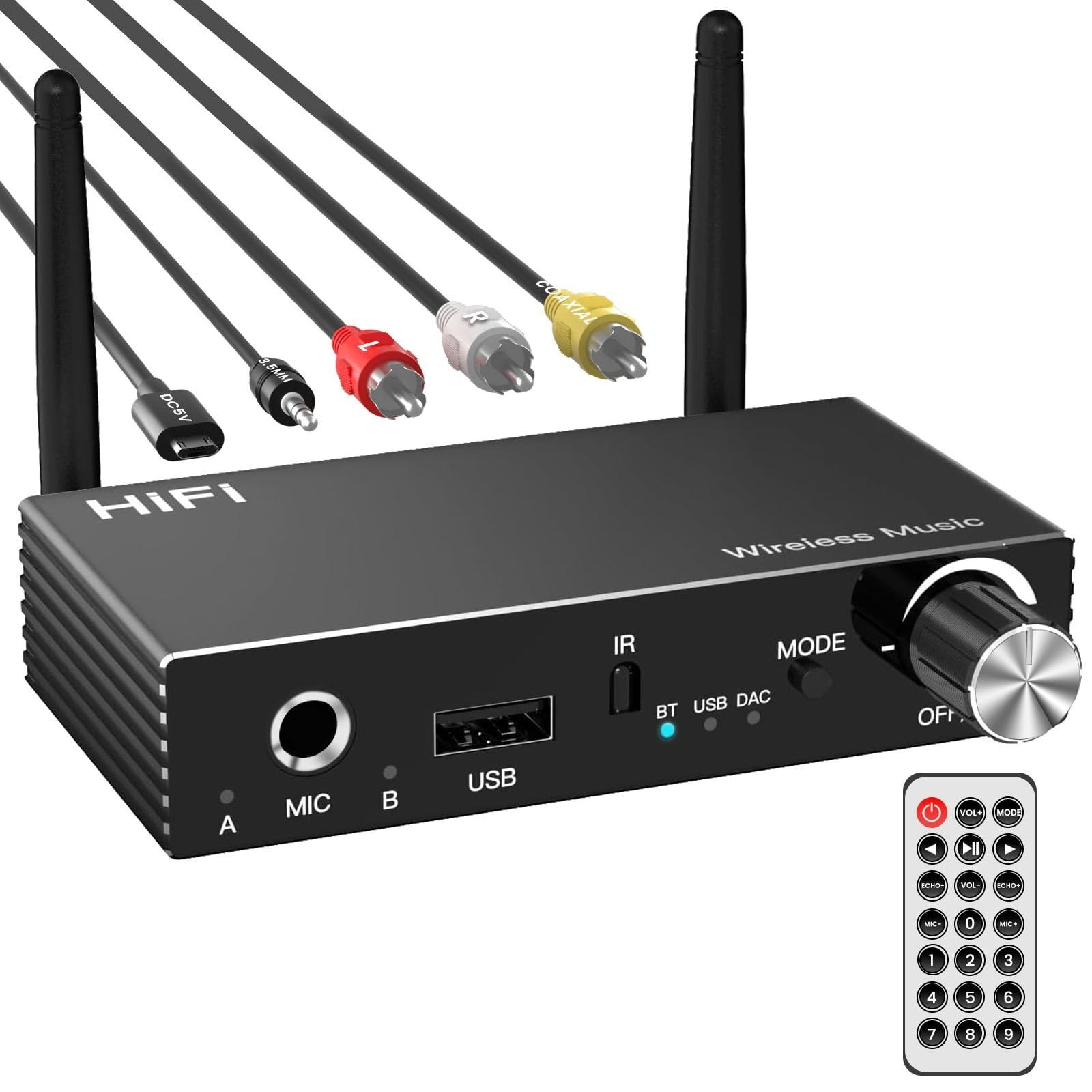 Bluetooth 5.3 Receiver with Digital to Analog Audio Converter for Wireless Streaming