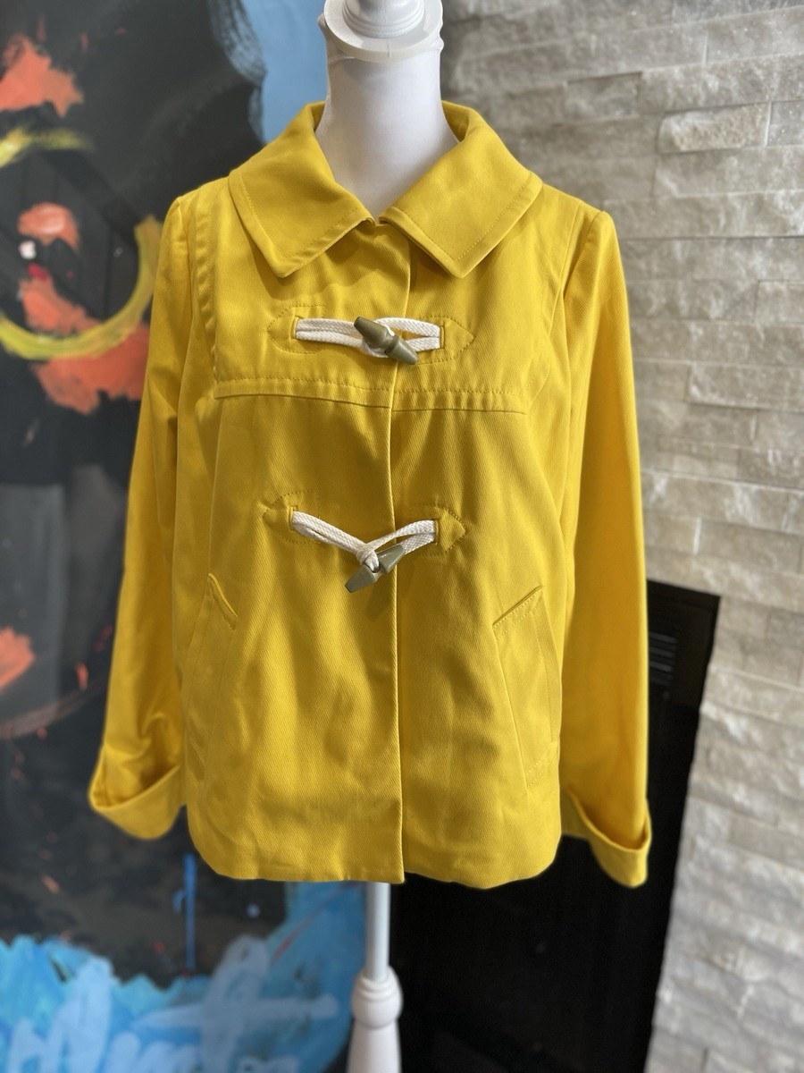 Gap Rain Yellow Boat Coat Jacket Large Wood Toggle & Snap Closure