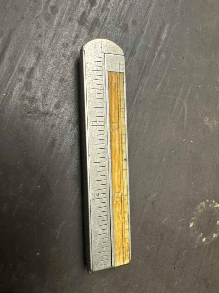 Antiguo Stanley Nº 40 Regla Alemana Cuádruple Plata y Marfil 12" con Pinza Foto 2 de 4