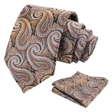 Mens Gradient Paisley Necktie And Pocket Square Set Formal Wedding Party