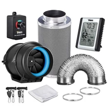 iPower 6 Inch Inline Carbon Filter Ventilation Kit – 350 CFM Fan, and More – New