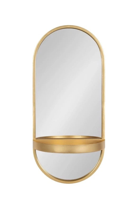 Kate and Laurel Estero Gold Metal Wall Mirror with Shelf (24.25" H x 11" W) - Image 2 of 4