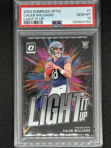 Graded 2024 Donruss Optic Caleb Williams #1 Light It Up RC Rookie Insert PSA 10