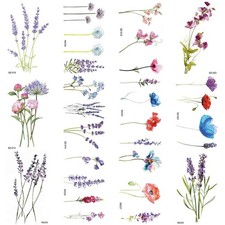COKTAK 12Pieces/Lot 3D Watercolor Lavender Flower Temporary Tattoos For Women Bo