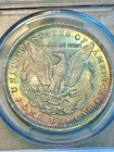 1890 O $1 Morgan Silver Dollar PCGS MS62 - Stunning Dual Sided Rainbow Toning