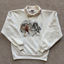 VTG 90s Morning Sun Womens Cat Birds Crewneck Sweatshirt Medium