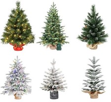 2/3/4ft Prelit Artificial Christmas Tree Small Mini Tabletop Xmas Tree LED Light