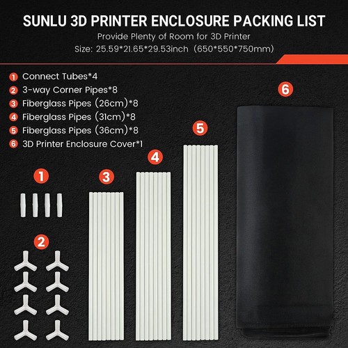 SUNLU 3D Printer Enclosure,650×550×750mm,Fireproof,For SUNLU T3/Ender 3/3 Pro - Picture 4 of 9