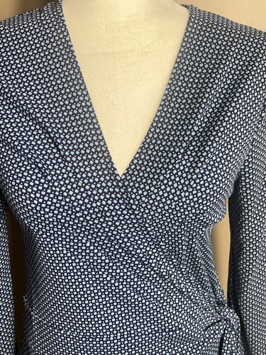 Isaac Mizrahi Wrap Dress Y2K 90s Midi Blue Career Classic Feminine Womens M - Picture 2 of 10