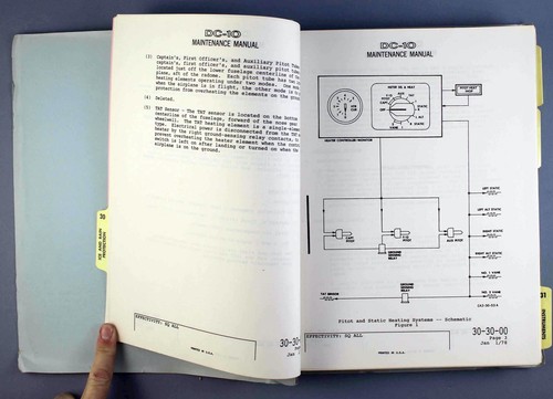 DOUGLAS DC-10 VINTAGE 1978 AIRLINE MAINTENANCE MANUAL CHAPTERS 30 - 33 - Picture 2 of 10