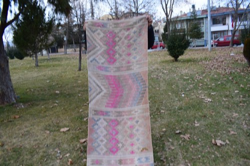 Mid Century Geometrical Turkish Handwoven Kilim Runner - Picture 6 of 12
