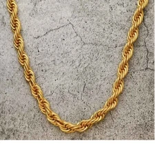 Men &Women's 18K Yellow Gold Filled 28inch 3mm Italian Round Rope Chain Necklace