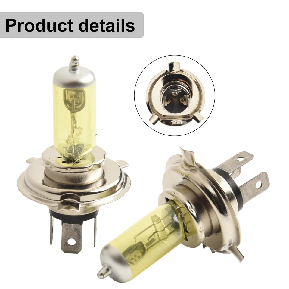 2Piece H4 55W 5000K Car Xenon Gas Halogen Headlight Head Lamp Bulbs Yellow 12V - Image 3 of 4