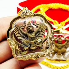 God of Strength Powerful Garuda Catching Naga Krut Yud Nak Thai Amulet Pendant
