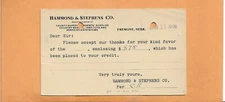 HAMMOND & STEPHENS CO OFREMONT NEBR 1908 VINTAGE ADVERTISING POSTCARD  +
