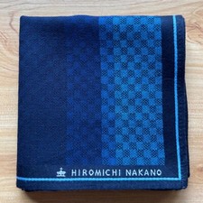 HANDKERCHIEF VINTAGE JAPAN MEN'S BLUE GEOMETRIC POCKET SQUARE COTTON 18" B0085