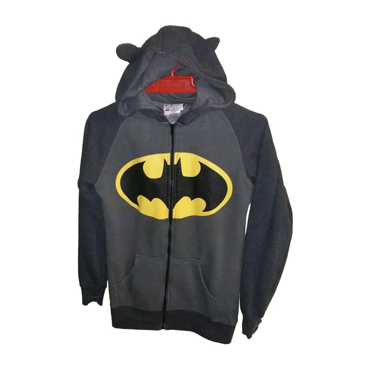 Six Flags Exclusive DC COMICS Batman Hooded Zipper Sweater Size