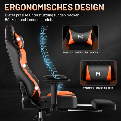 Ergonomischer Gaming Stuhl Bürostuhl Computerstuhl Chefsessel bis 150 kg - Bild 34 von 42