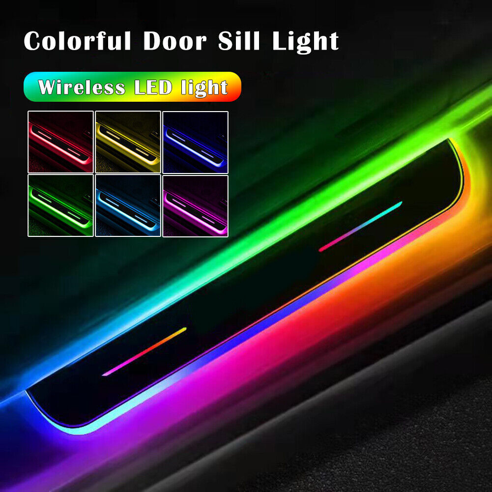 4Pc Car Door Sill Pedal Atmosphere LED Light Rechargeable Wireless