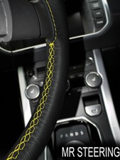 FOR LEXUS LS 400 1995-00 TRUE LEATHER STEERING WHEEL COVER YELLOW DOUBLE STITCH