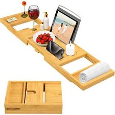 Collapsible Bamboo Bathtub Tray - Luxe Bath Caddy