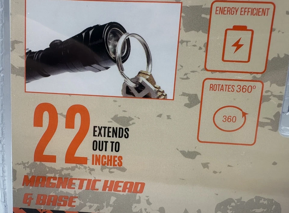 Telescopic Flashlight With Magnetic Head And Base Led Light Red Dog Garage Black - Image 2 of 4