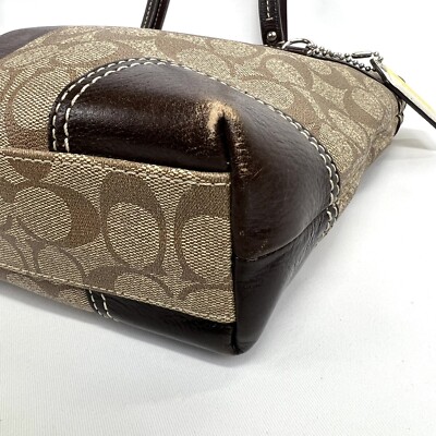 Coach Tote Bag Signature Heritage Stripe Canvas Leather F14477