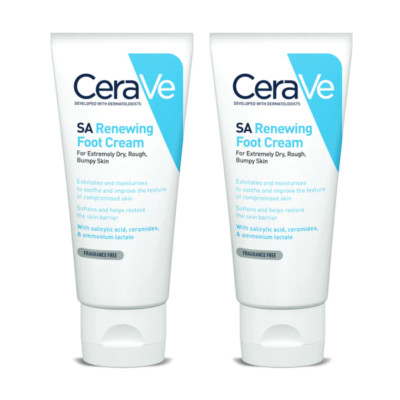 2x CeraVe SA Renewing Foot Cream For Extremely Dry Rough Bumpy Skin 88ml