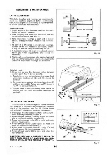 Clausing Colchester 17" 8000 Ser Lathe sn:07190-08393 Instruct-Part Manual #1874 - Picture 5 of 12