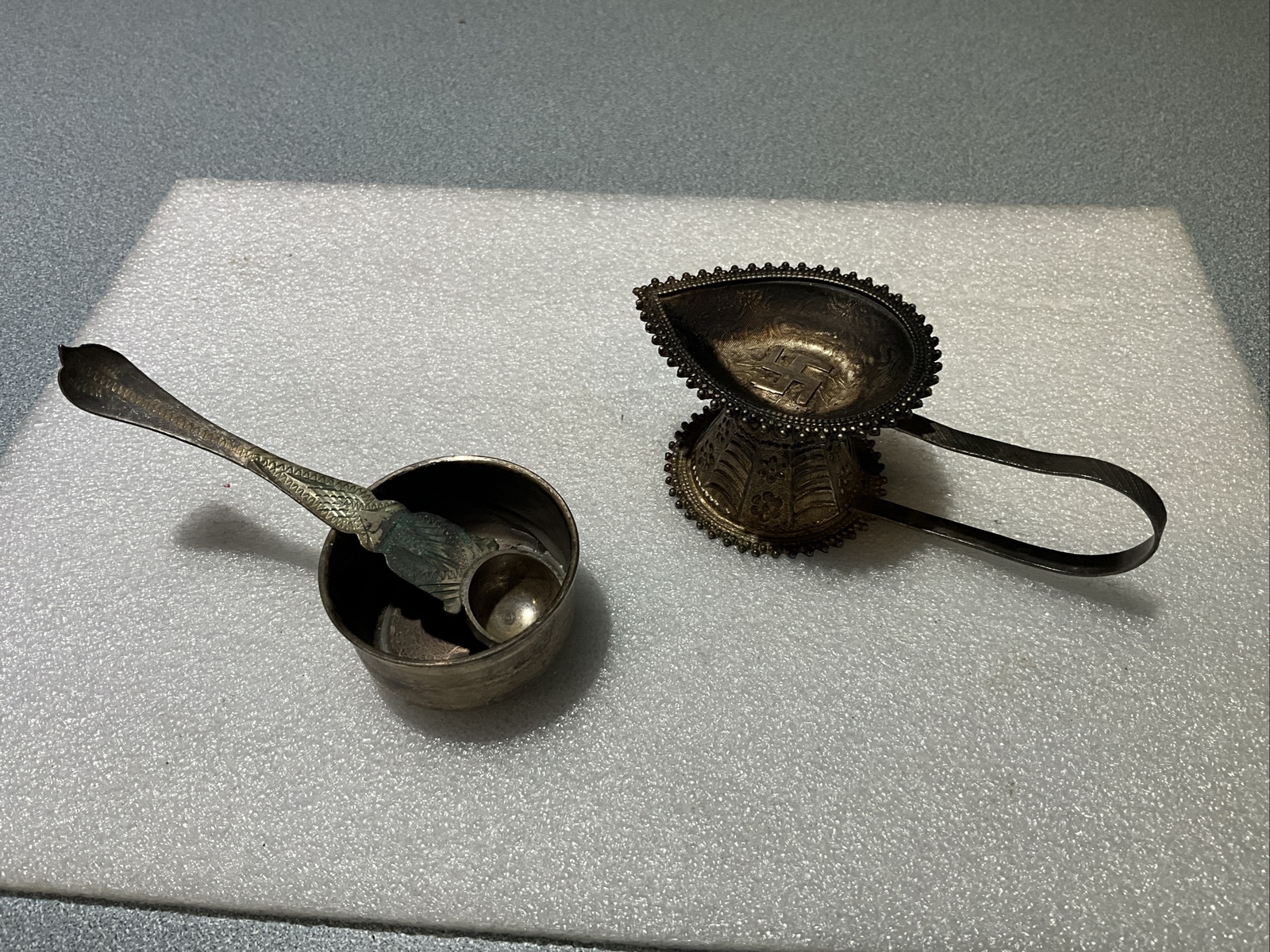 Vintage Tibet Nepal India TIBETAN BUDDHIST INCENSE BURNER Balinese Swastika