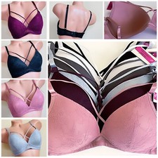 3-6 Bras MOLDED CUP NO PADDING WIREFREE SOFT LACE STRAPPY DETAIL BRA 7163 S-XL