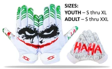 Jester Football Receiver Gloves Sticky Tacky Pro Grip Be a Joker not a Villain