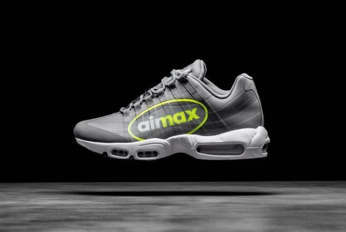 Nike Air Max 95 NS GPX Big LOGO Grey VOLT Neon AJ7183 001 Nike Air Max 95 NS GPX Big LOGO Grey VOLT Neon AJ7183 001