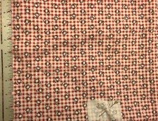 Fabric Traditions Tiny Daisy Floral on Red White Check Cotton Fabric 2.5 Yards