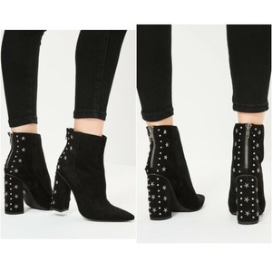 black studded heeled ankle boots