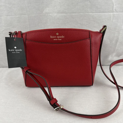 Borsa a tracolla Kate Spade Monica borsa in pelle rosso ciliegia WKR00258 nuova con etichette $279 MSRP