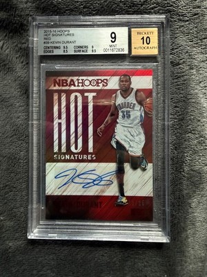 2015-16 Panini NBA Hoops - Hot Signatures Kevin Durant #HS-KD Red /25 BGS 9