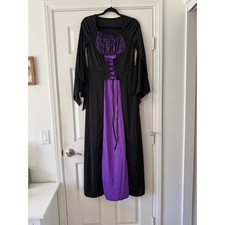 skull print witch halloween costume purple  black, women size medium