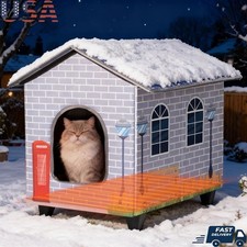 Heated Cat House Waterproof Auto Temperature Control Indoor Outdoor Shelter New