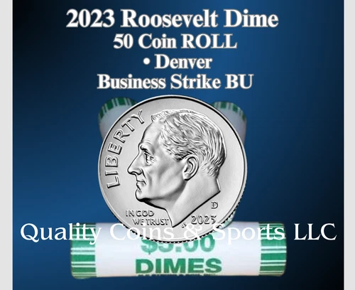 2023 D ROOSEVELT DIME ROLL OF 50 COINS BANK WRAPPED UNSEARCHED GEM BU