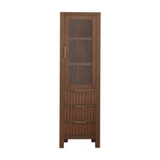 Shenzhen 21.7in. Solid Wood Storage Cabinet in Aged Dark Brown Oak