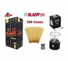 RAW black KING size pre rolled cone + Rechargeable Electric Herb Grinder