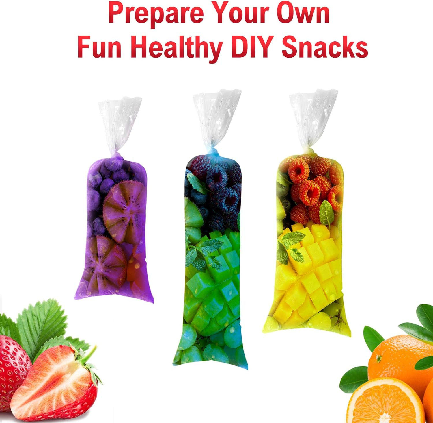 300 Pcs Ice Lolly Bags Disposable Ice Cream Mold Bags with Silicone Funnel, 3 Si