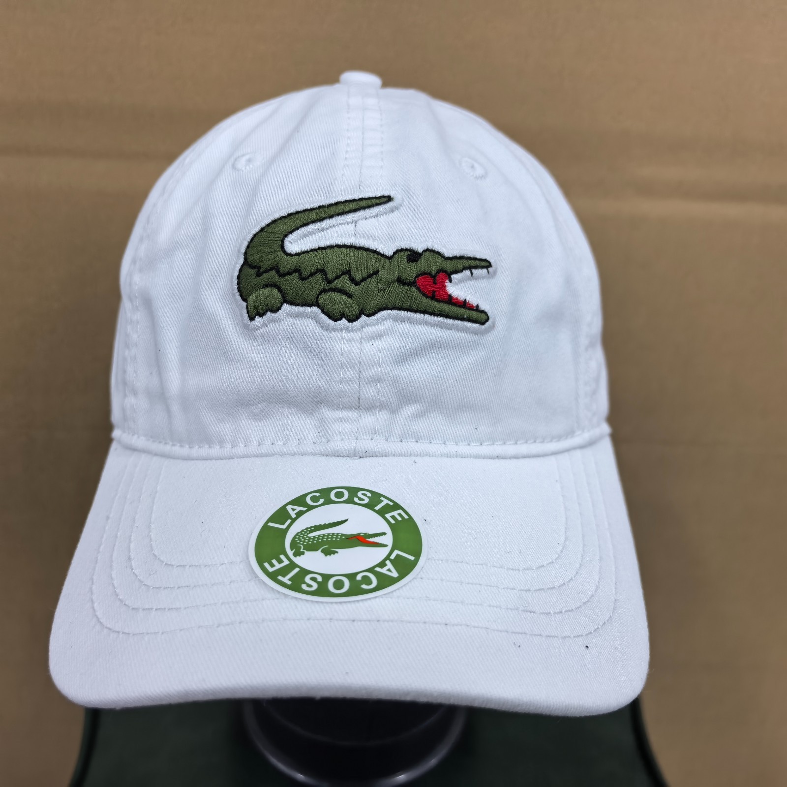 LACOSTE Outdoor Breathable Curved Brim Cap Adjustable Sports Baseball Cap White