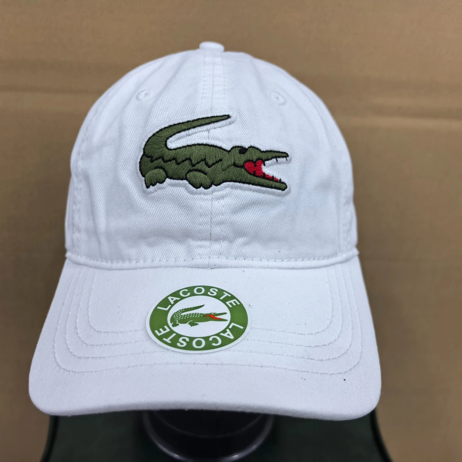 LACOSTE Outdoor Breathable Curved Brim Cap Adjustable Sports Baseball Cap White