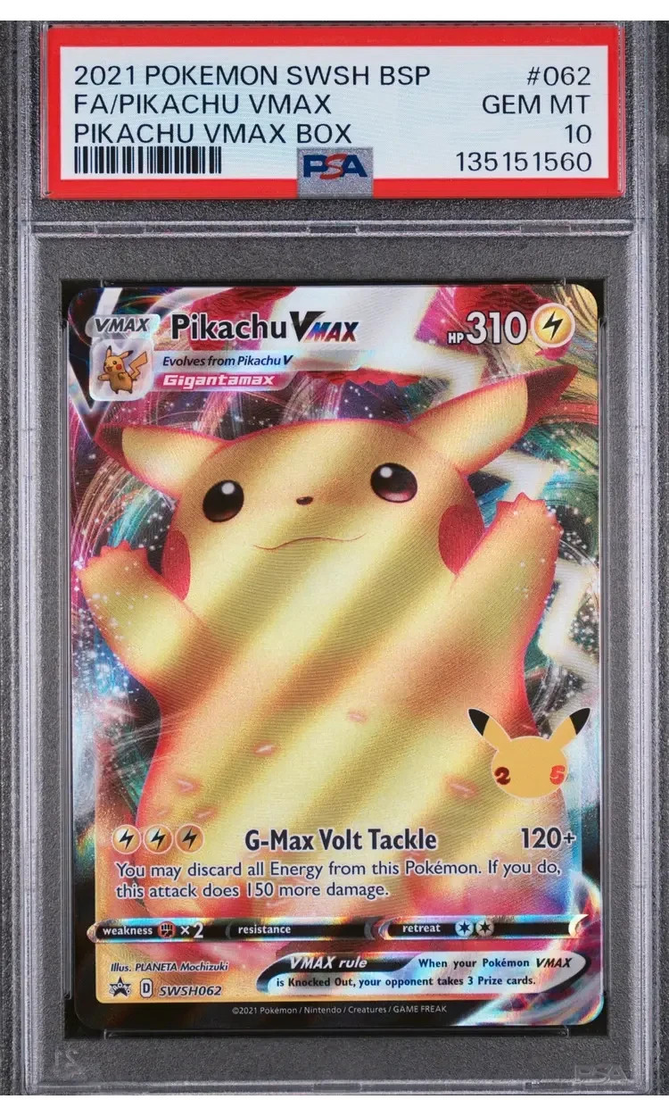 PSA 10 Pikachu Vmax #062 2021 Pokemon Celebrations Promo 158590215 view 1