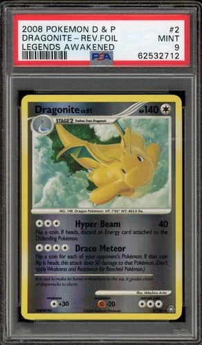 Pokemon Dragonite Legends Awakened Reverse Holo Rare #2 PSA 9 Mint