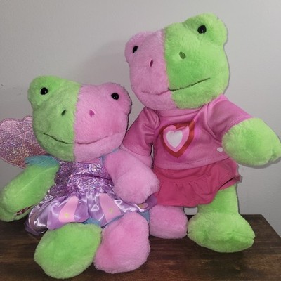 Build-A-Bear ~ Pink/Green Frog ~ With Outfit! ~ Pre-Owned, Self-Altered